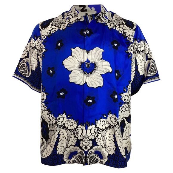 Valentino Garavani Printed Short Sleeve Shirt in Multicolor Silk